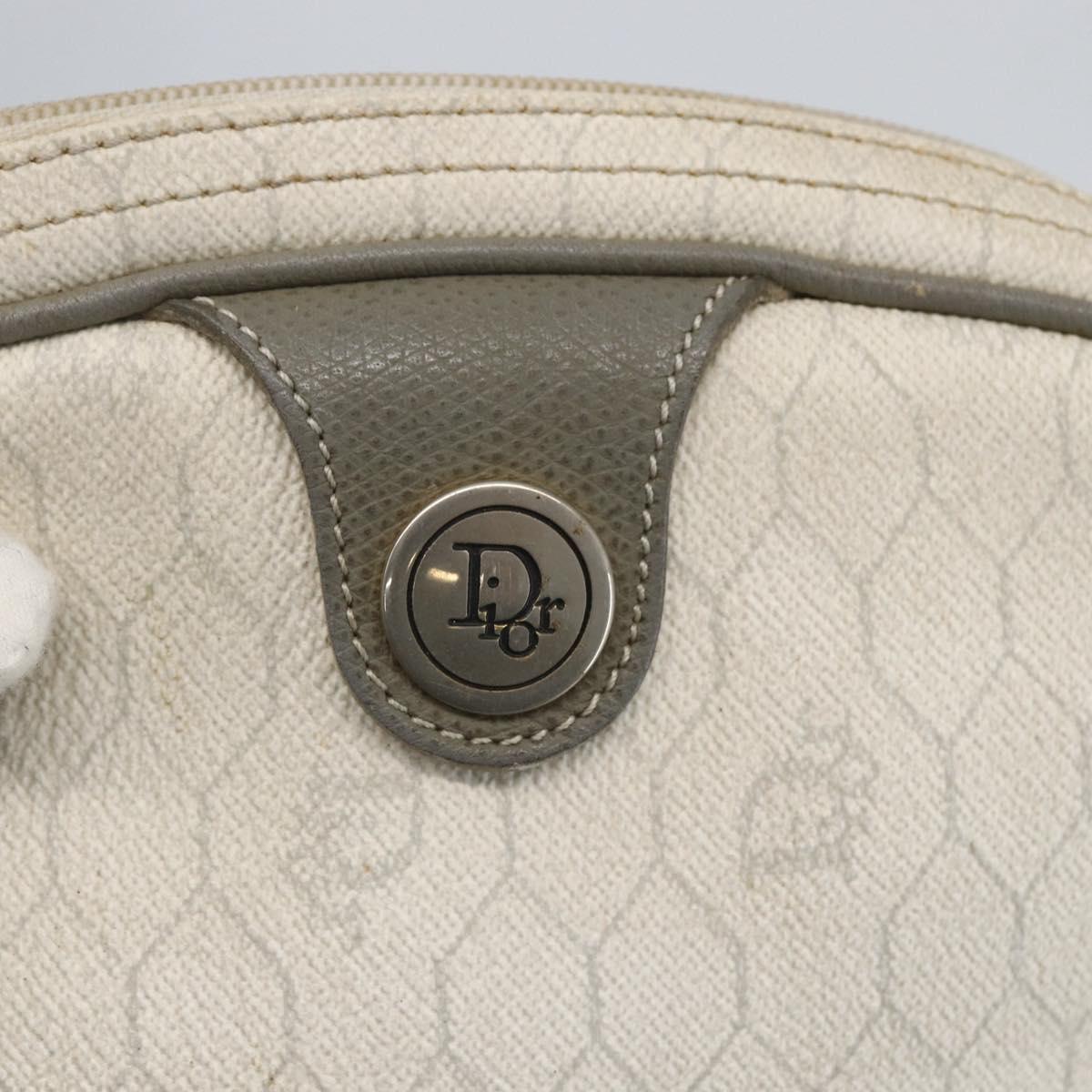 Christian Dior Honeycomb Canvas Shoulder Bag PVC Gold White Auth 158146