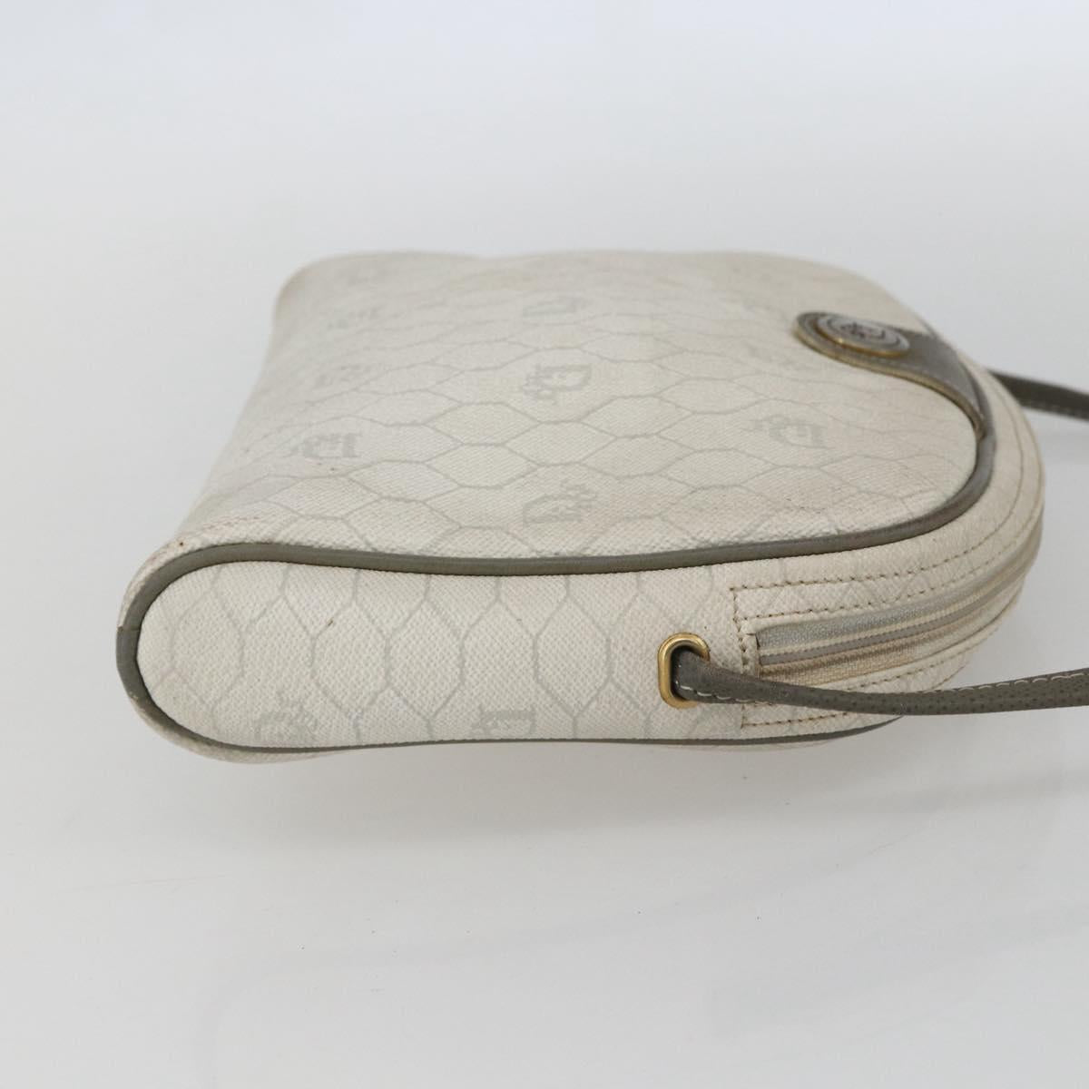 Christian Dior Honeycomb Canvas Shoulder Bag PVC Gold White Auth 158146