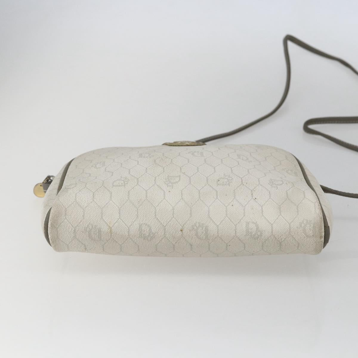 Christian Dior Honeycomb Canvas Shoulder Bag PVC Gold White Auth 158146