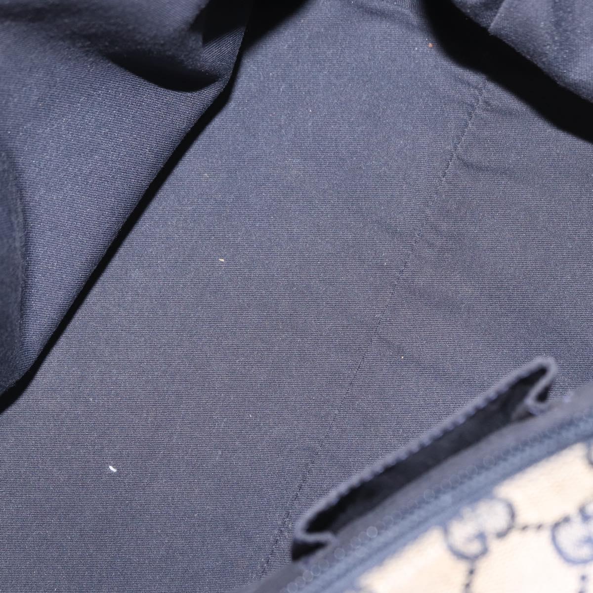 GUCCI GG Canvas Sherry Line Tote Bag Navy 131230 Auth 158147