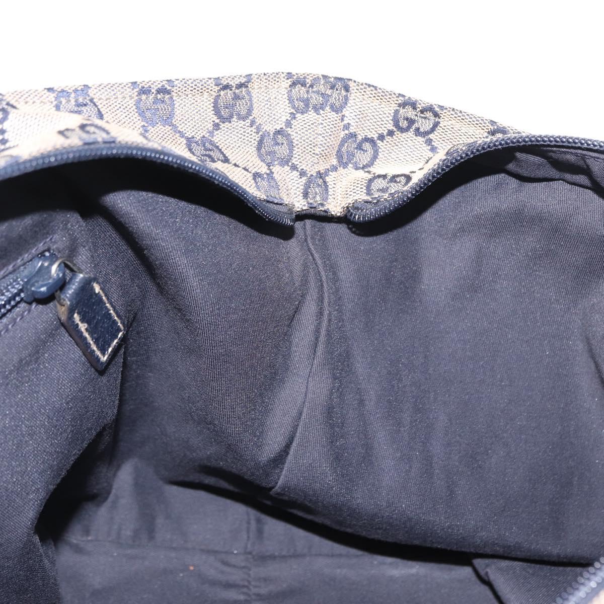 GUCCI GG Canvas Sherry Line Tote Bag Navy 131230 Auth 158147