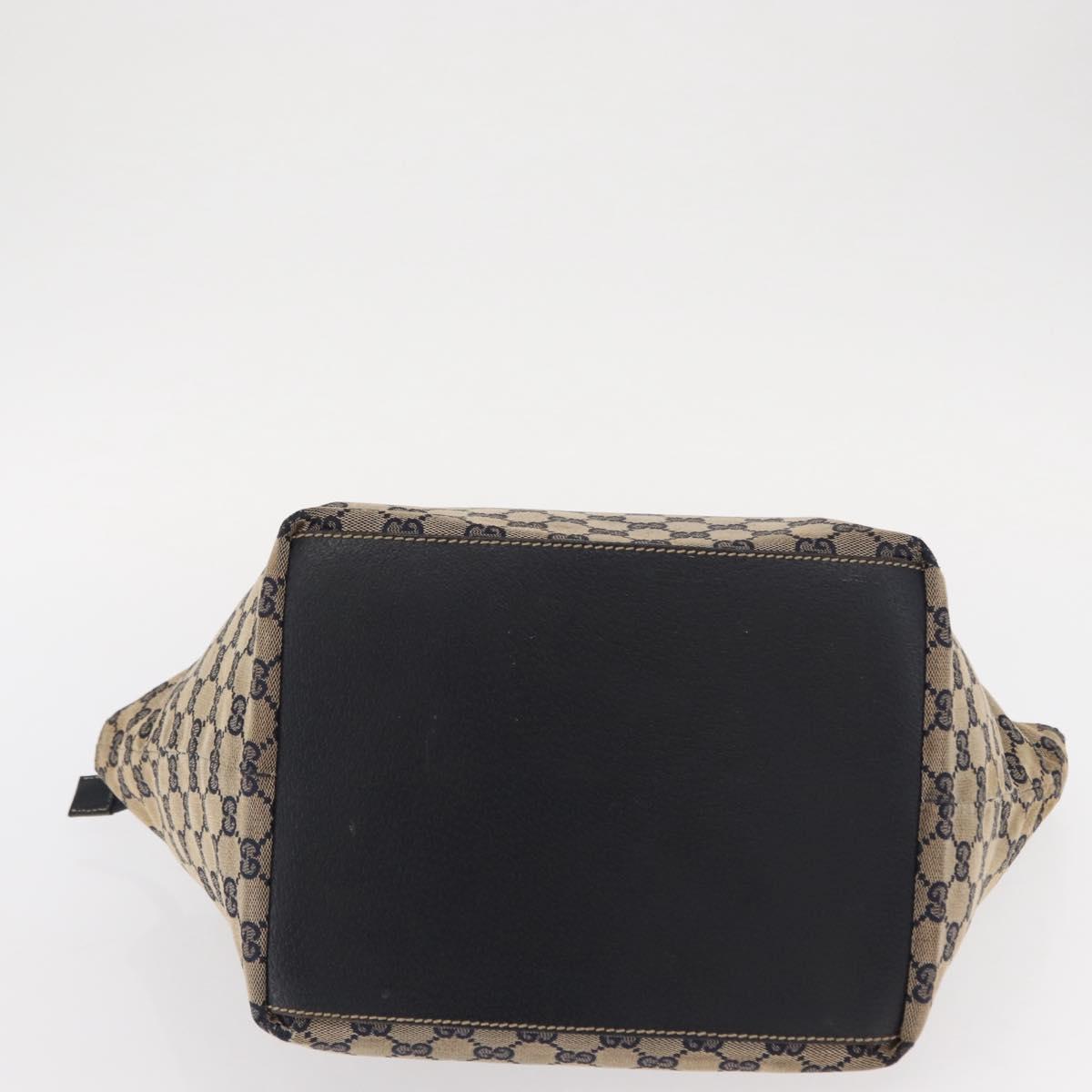 GUCCI GG Canvas Sherry Line Tote Bag Navy 131230 Auth 158147