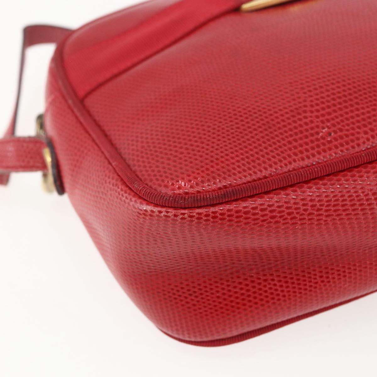 Salvatore Ferragamo Vala Shoulder Bag Leather Red Gold Auth 158148