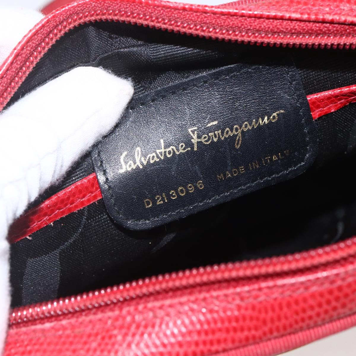 Salvatore Ferragamo Vala Shoulder Bag Leather Red Gold Auth 158148