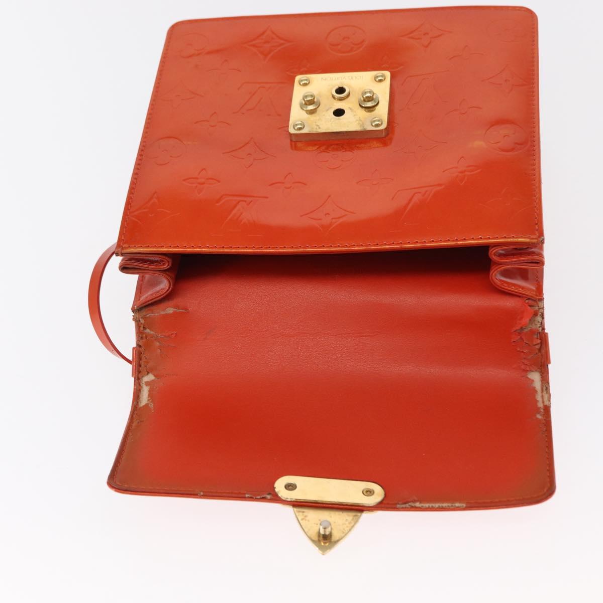 LOUIS VUITTON Monogram Vernis Spring Street Hand Bag Orange M91025 Auth 158151