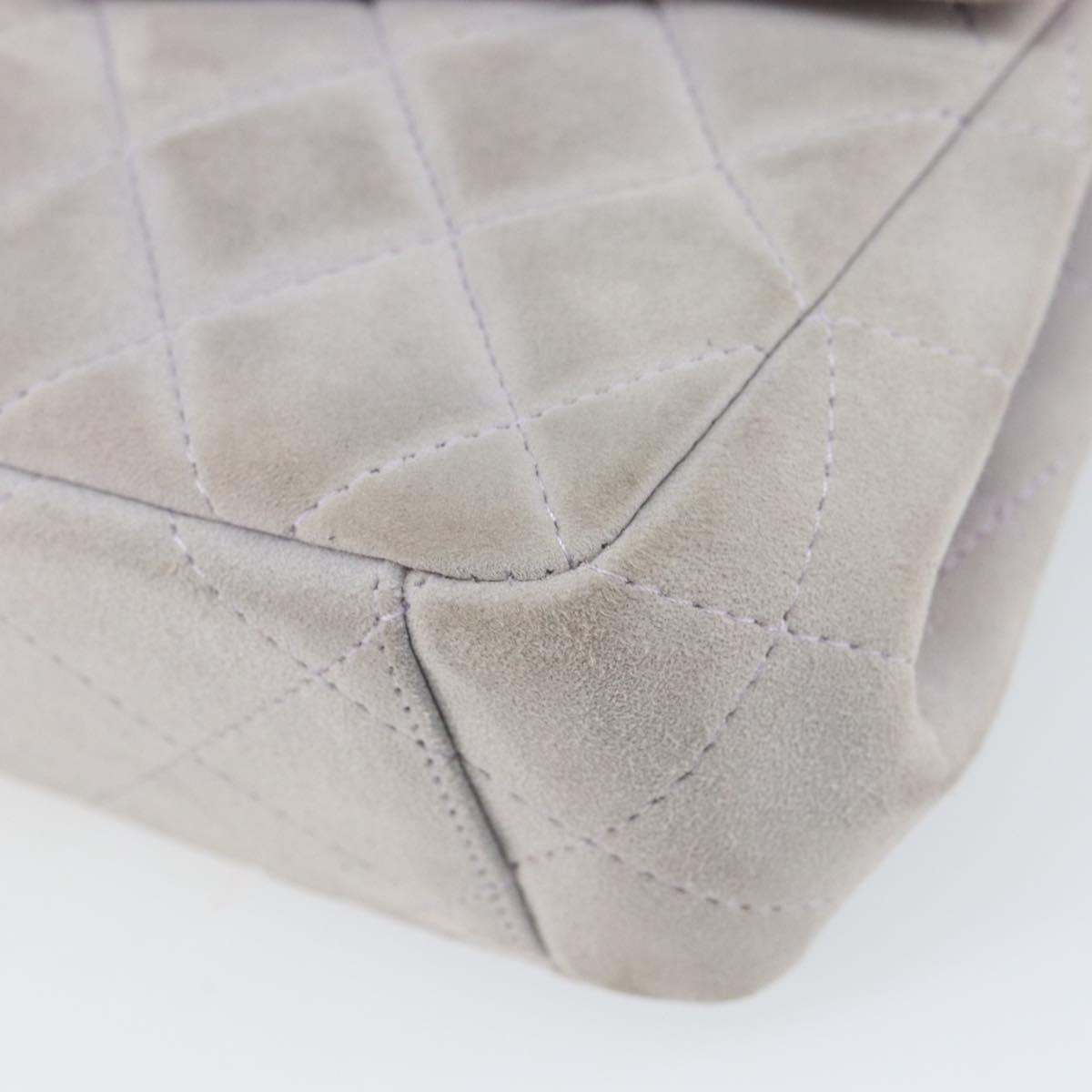 CHANEL Matelasse Hand Bag Suede Purple Silver CC Auth 158159