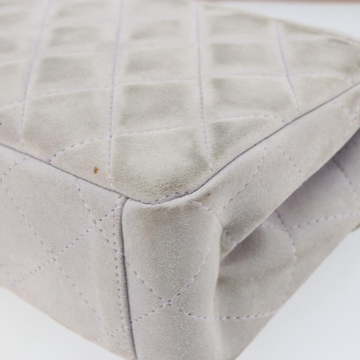 CHANEL Matelasse Hand Bag Suede Purple Silver CC Auth 158159