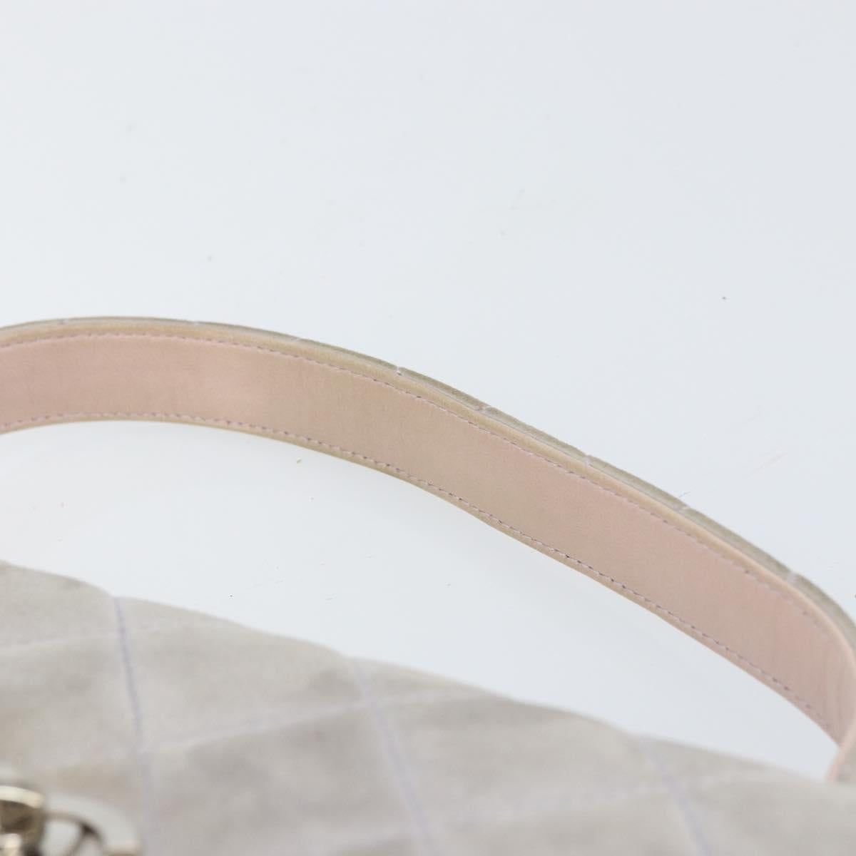 CHANEL Matelasse Hand Bag Suede Purple Silver CC Auth 158159