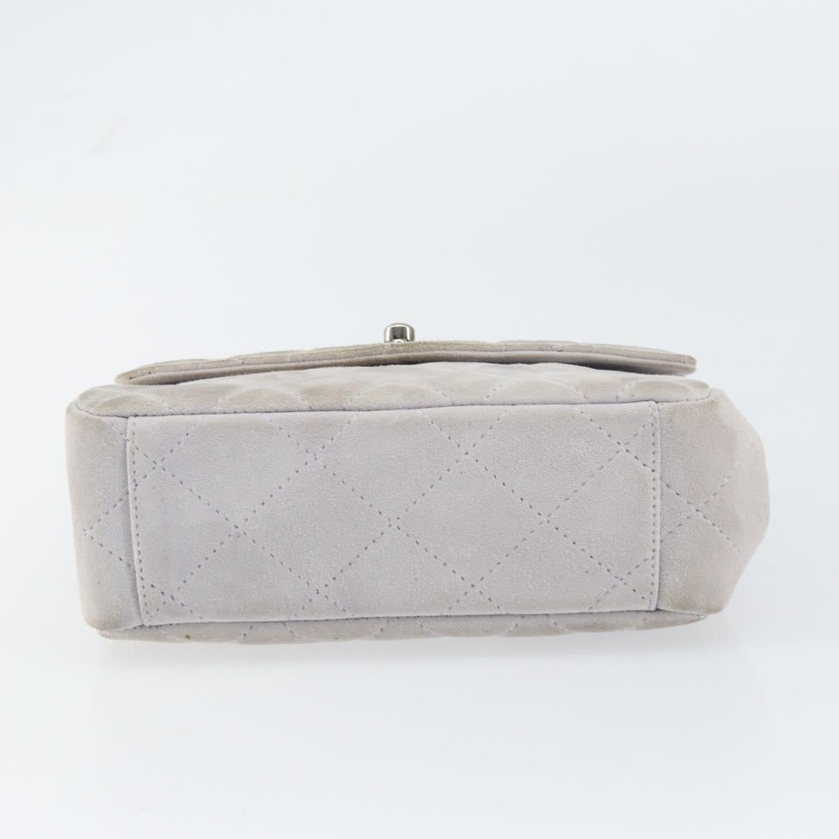 CHANEL Matelasse Hand Bag Suede Purple Silver CC Auth 158159