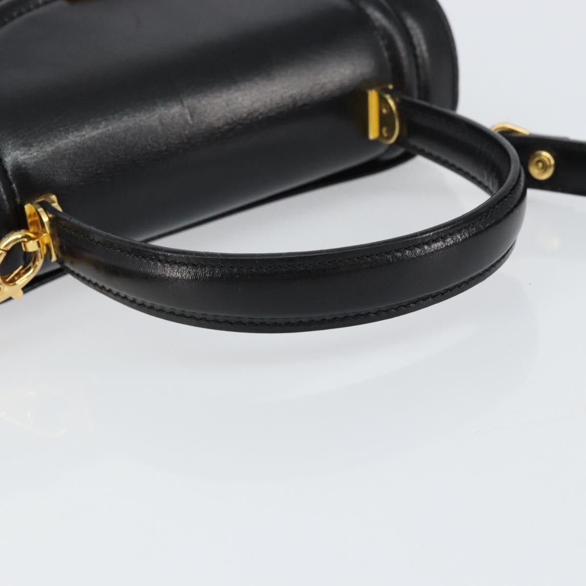 BALLY Hand Bag Leather 2way Black Gold Auth 158161