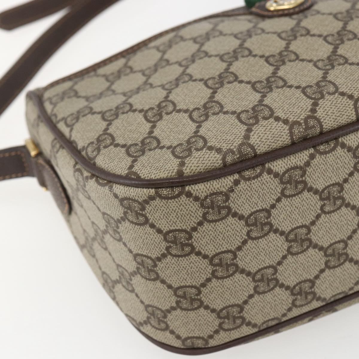 GUCCI GG Supreme Web Sherry Line Bag PVC Beige Gold 164 02 077 Auth 158162
