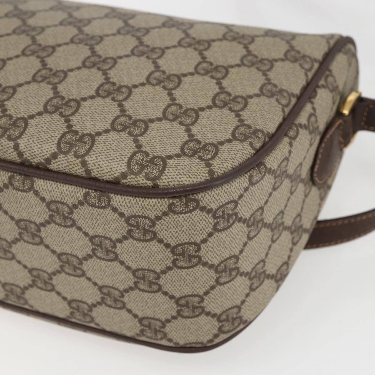 GUCCI GG Supreme Web Sherry Line Bag PVC Beige Gold 164 02 077 Auth 158162