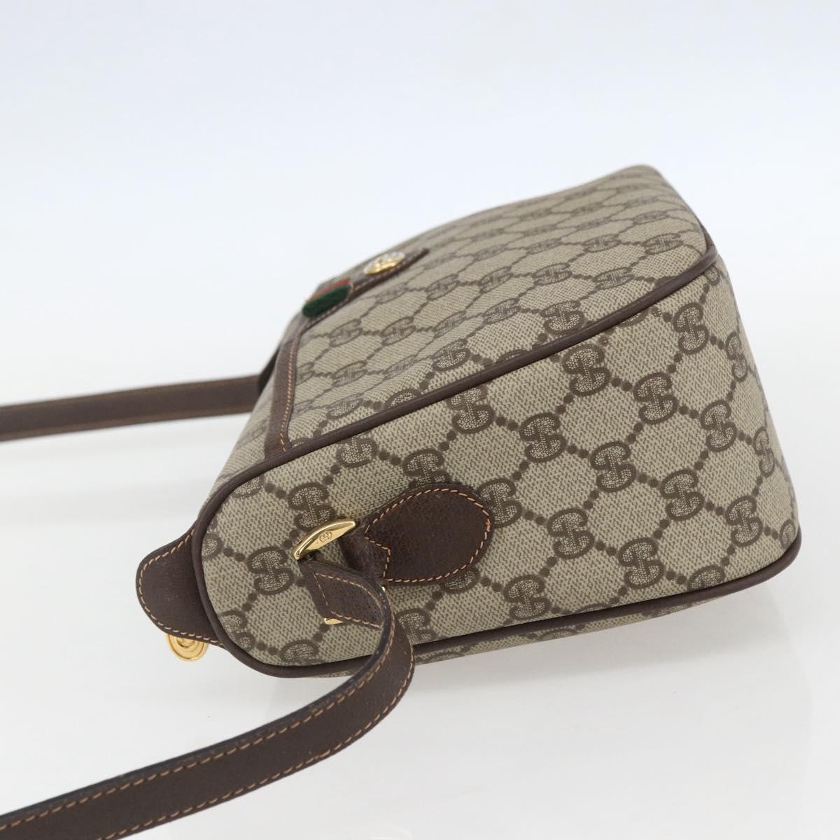 GUCCI GG Supreme Web Sherry Line Bag PVC Beige Gold 164 02 077 Auth 158162