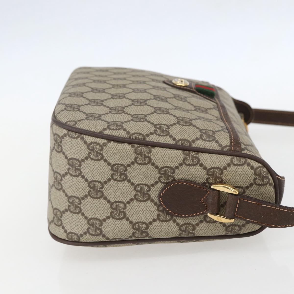 GUCCI GG Supreme Web Sherry Line Bag PVC Beige Gold 164 02 077 Auth 158162