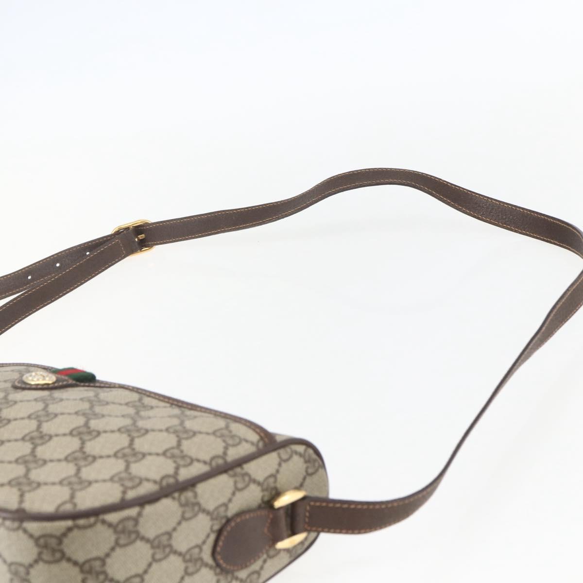 GUCCI GG Supreme Web Sherry Line Bag PVC Beige Gold 164 02 077 Auth 158162