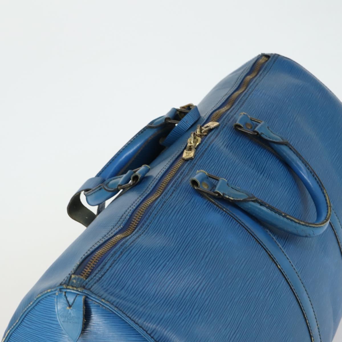 LOUIS VUITTON Epi Keepall 50 Boston Bag Blue M42965 LV Auth 158166