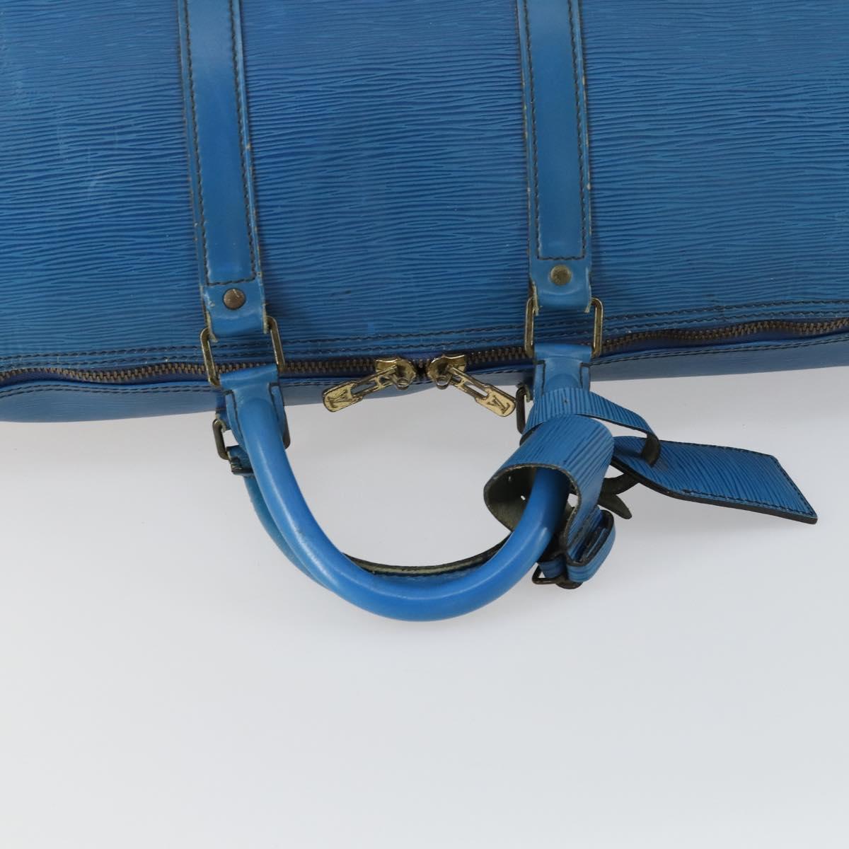 LOUIS VUITTON Epi Keepall 50 Boston Bag Blue M42965 LV Auth 158166