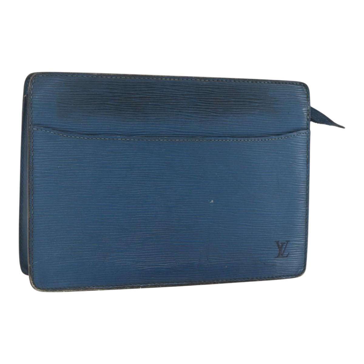 LOUIS VUITTON Epi Pochette Homme Clutch Bag Blue M52522 LV Auth 158167