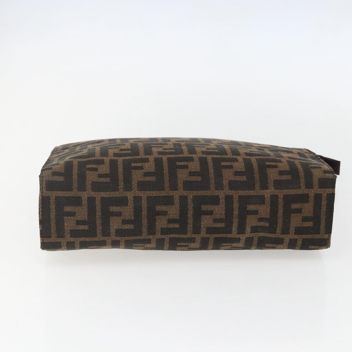 FENDI Zucca Canvas Pouch Black Brown Auth 158170