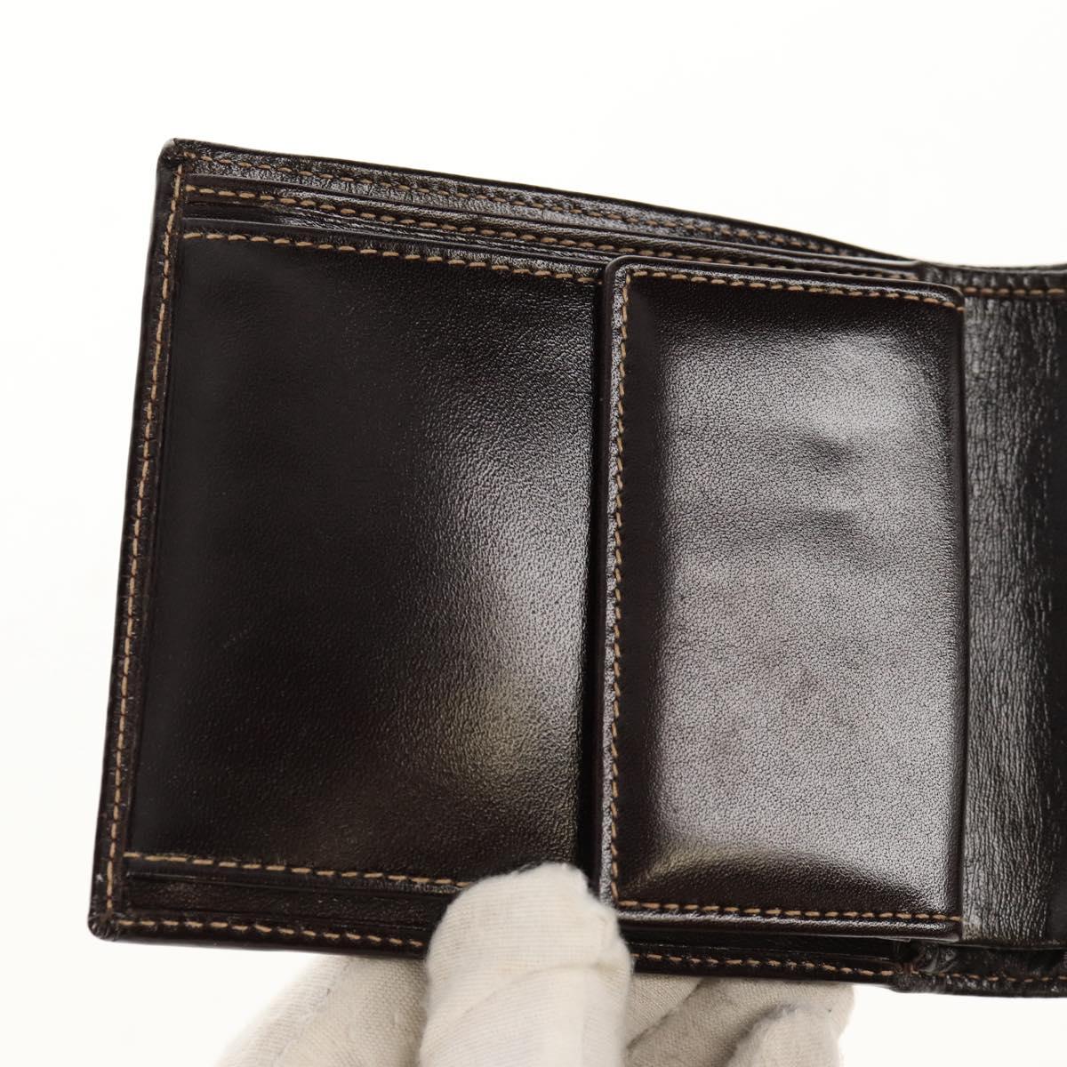 FENDI Zucca Canvas Compact Wallet Black Brown Auth 158171V