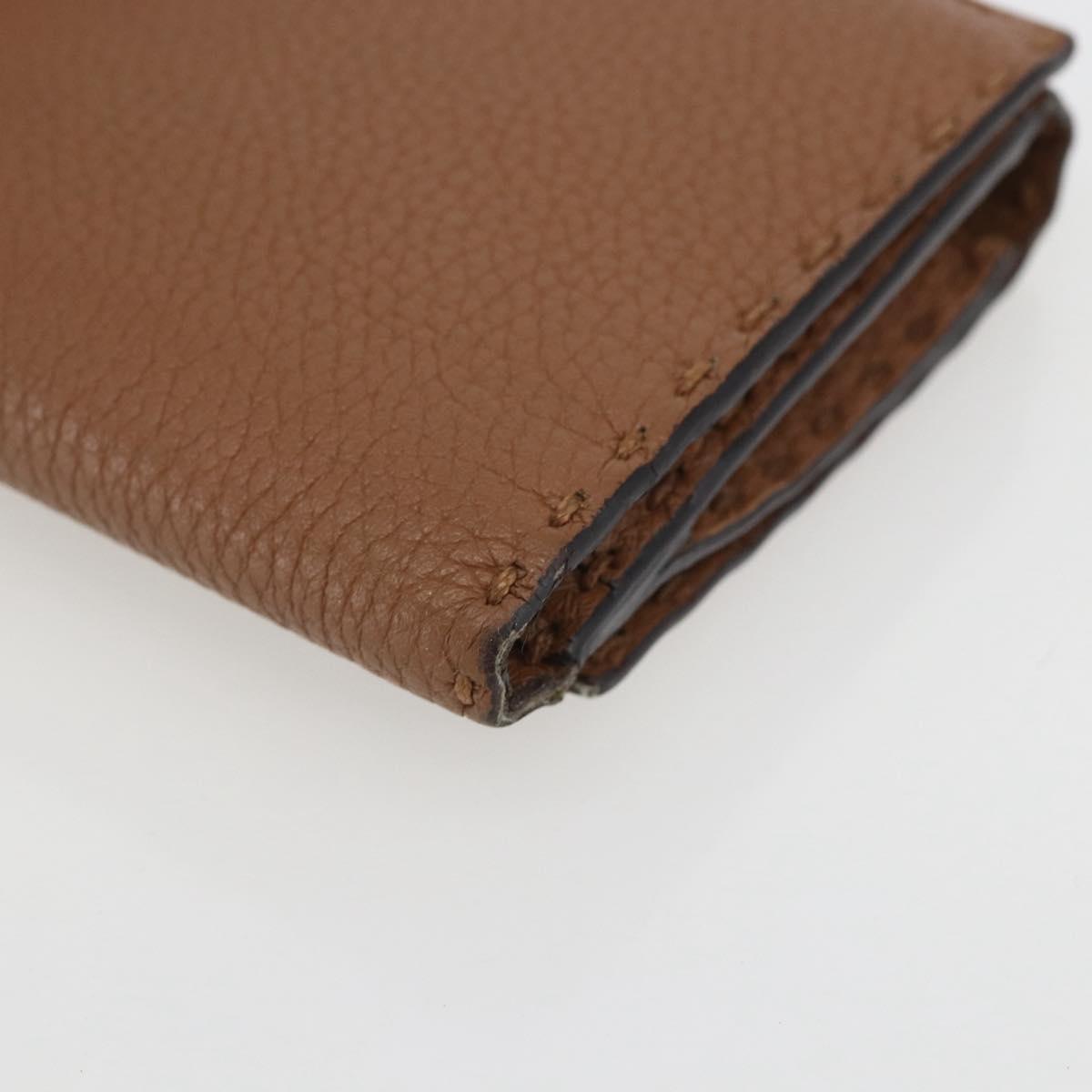 FENDI Celeria Long Wallet Leather Brown Silver Auth 158173