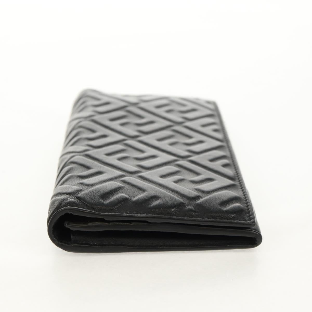 FENDI Zucca Canvas Wallet Leather Black Auth 158176V
