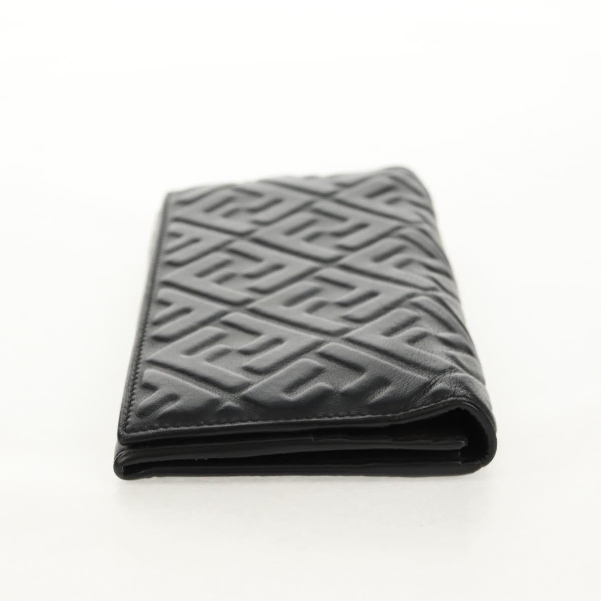 FENDI Zucca Canvas Wallet Leather Black Auth 158176V