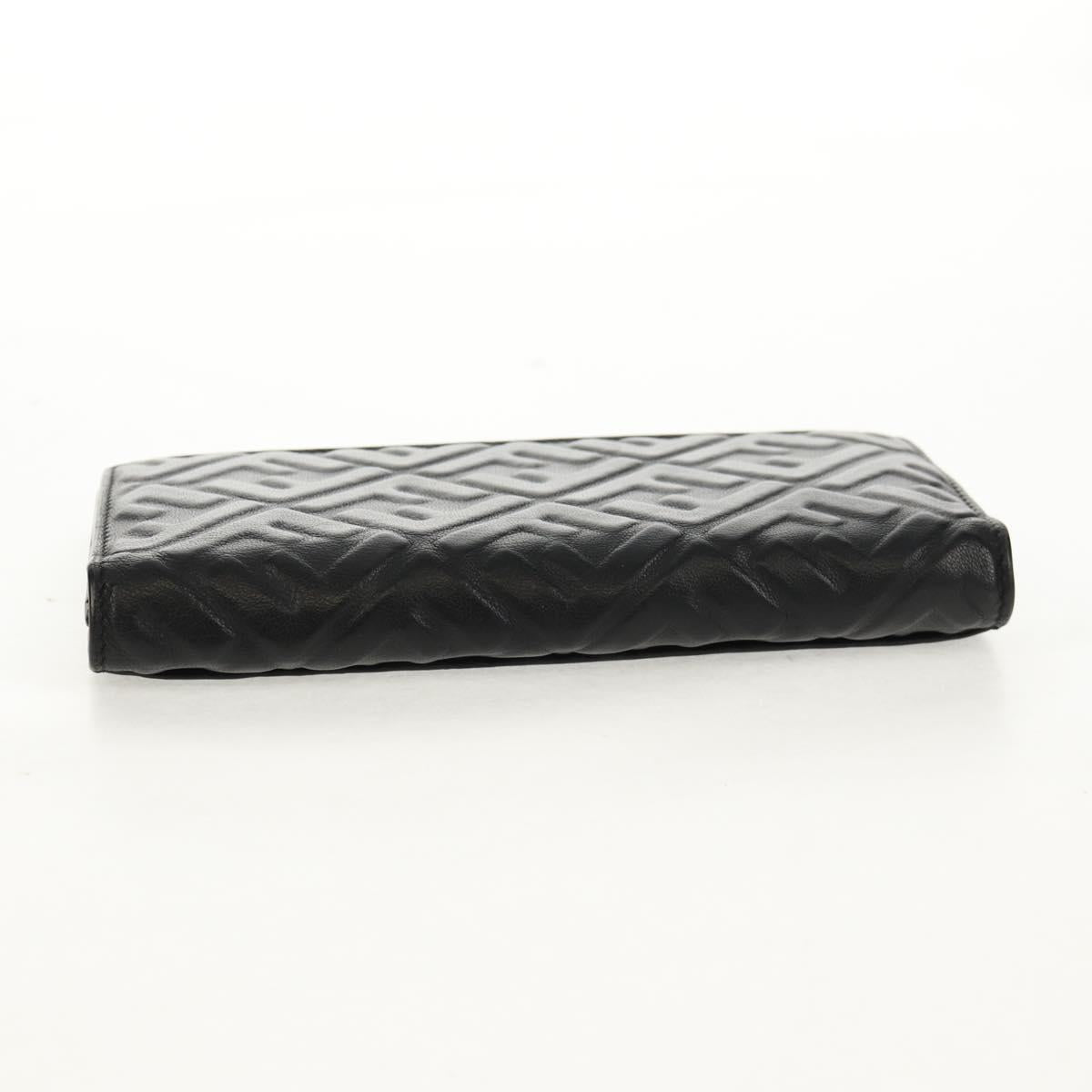 FENDI Zucca Canvas Wallet Leather Black Auth 158176V