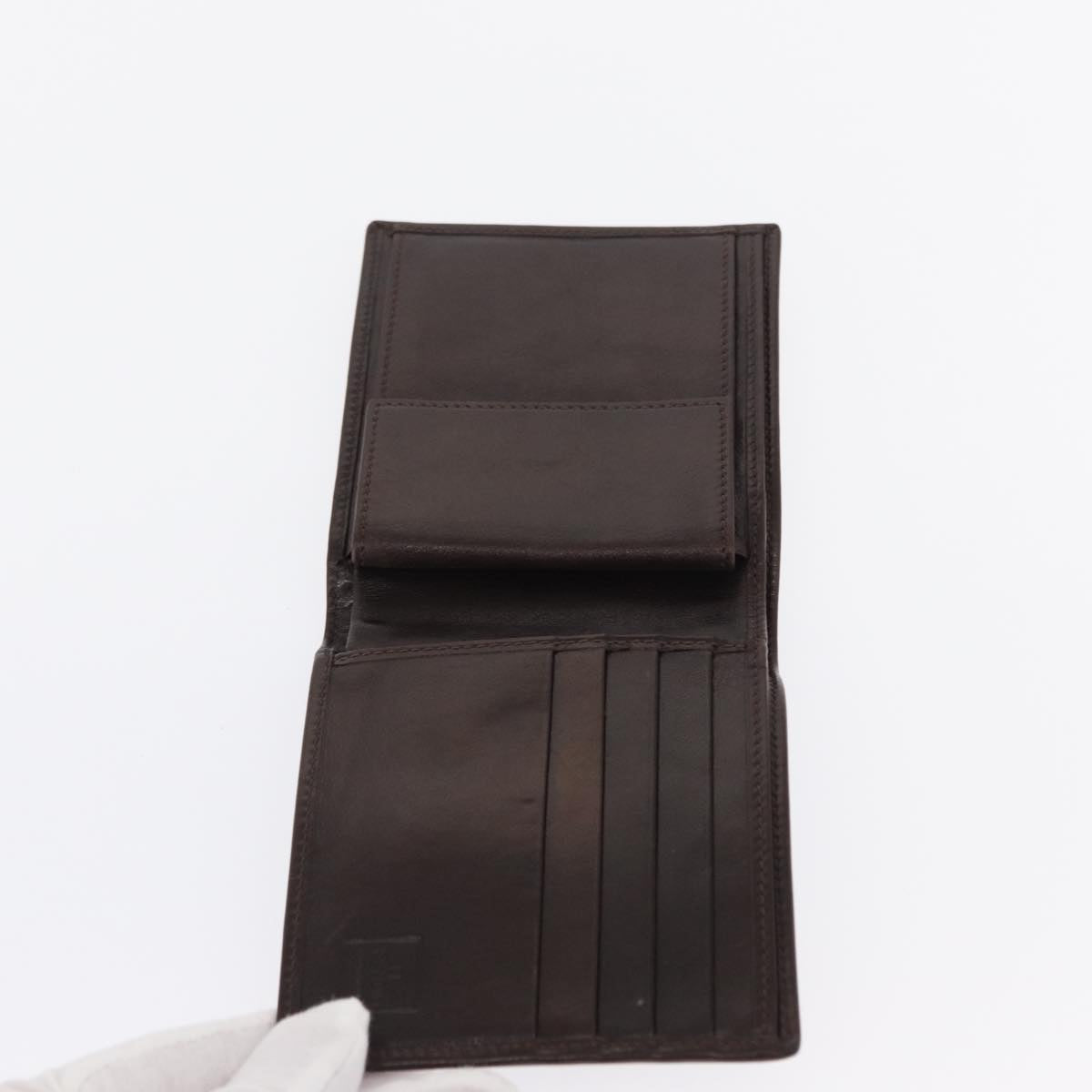 FENDI Zucca Canvas Wallet Black Brown Black Brown Auth 158179