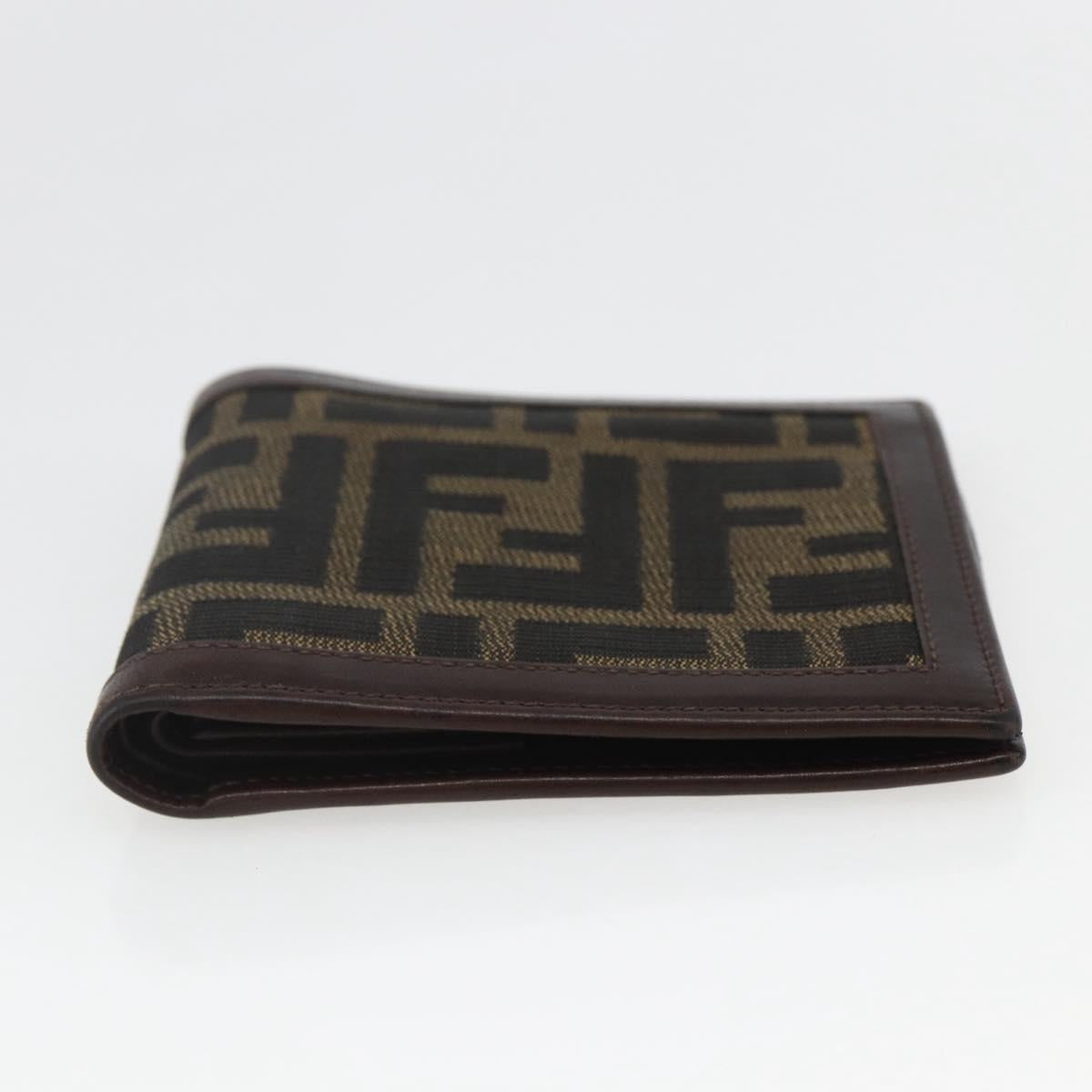 FENDI Zucca Canvas Wallet Black Brown Black Brown Auth 158179