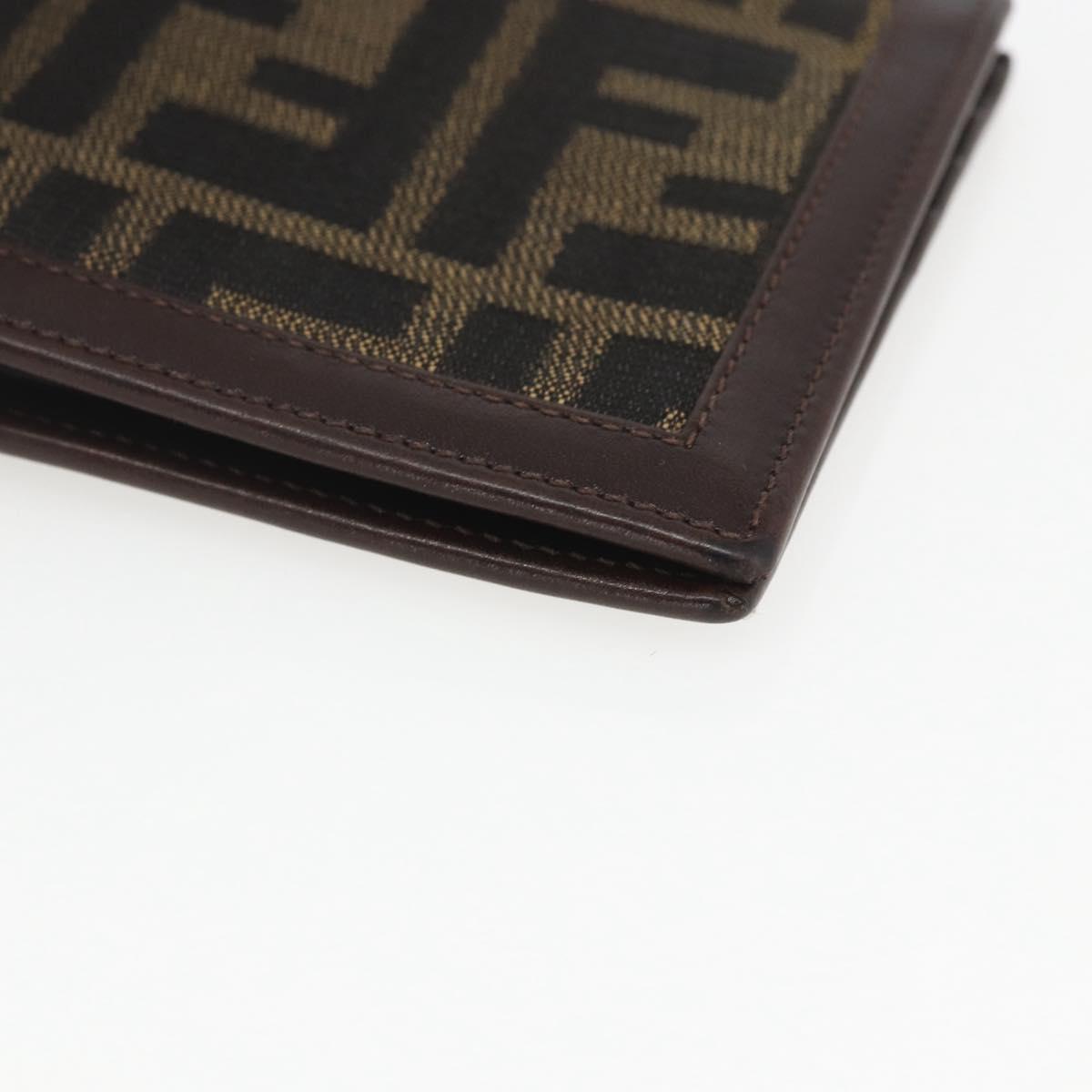 FENDI Zucca Canvas Wallet Black Brown Black Brown Auth 158179
