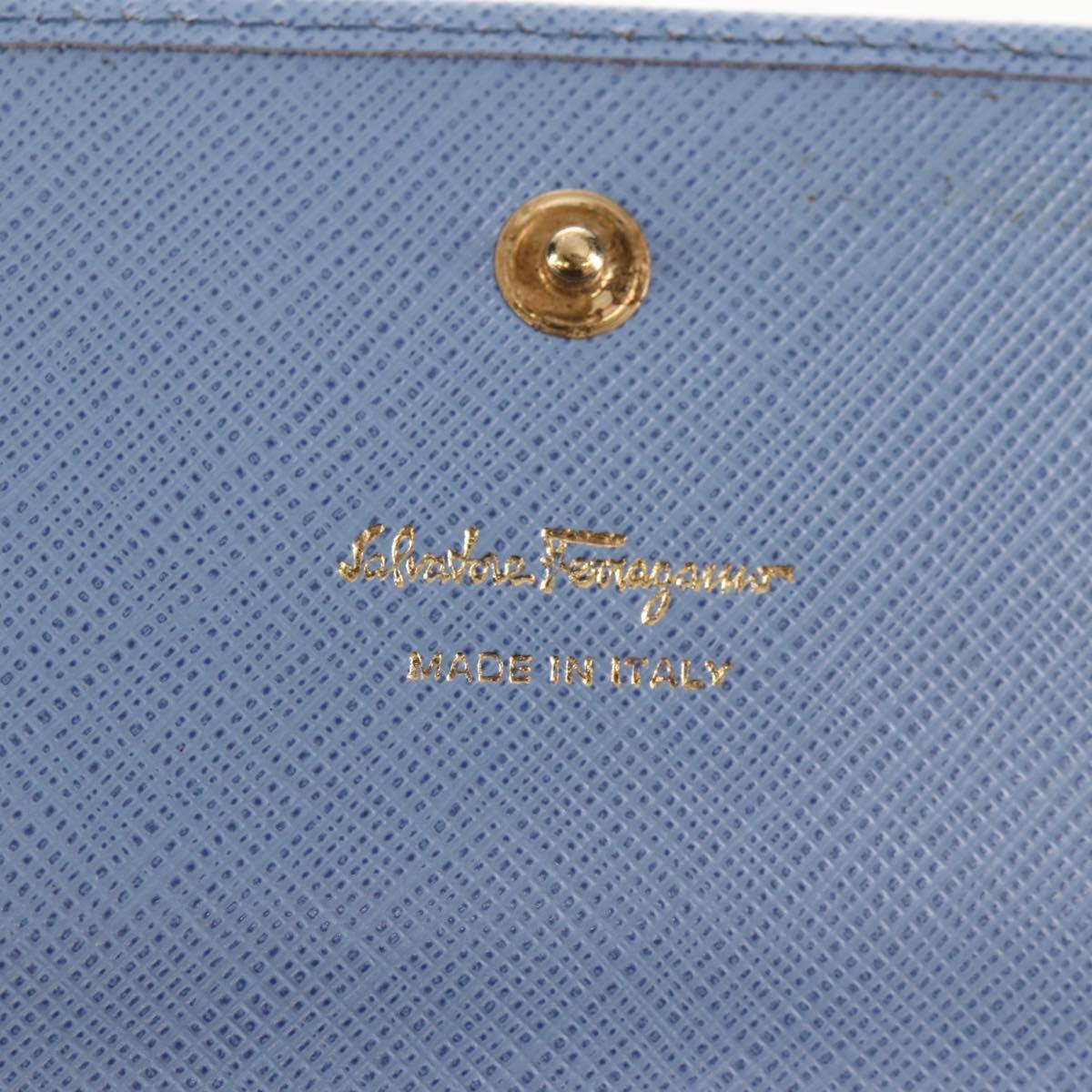 Salvatore Ferragamo Gancini Long Wallet Leather Lavende Silver Auth 158183V