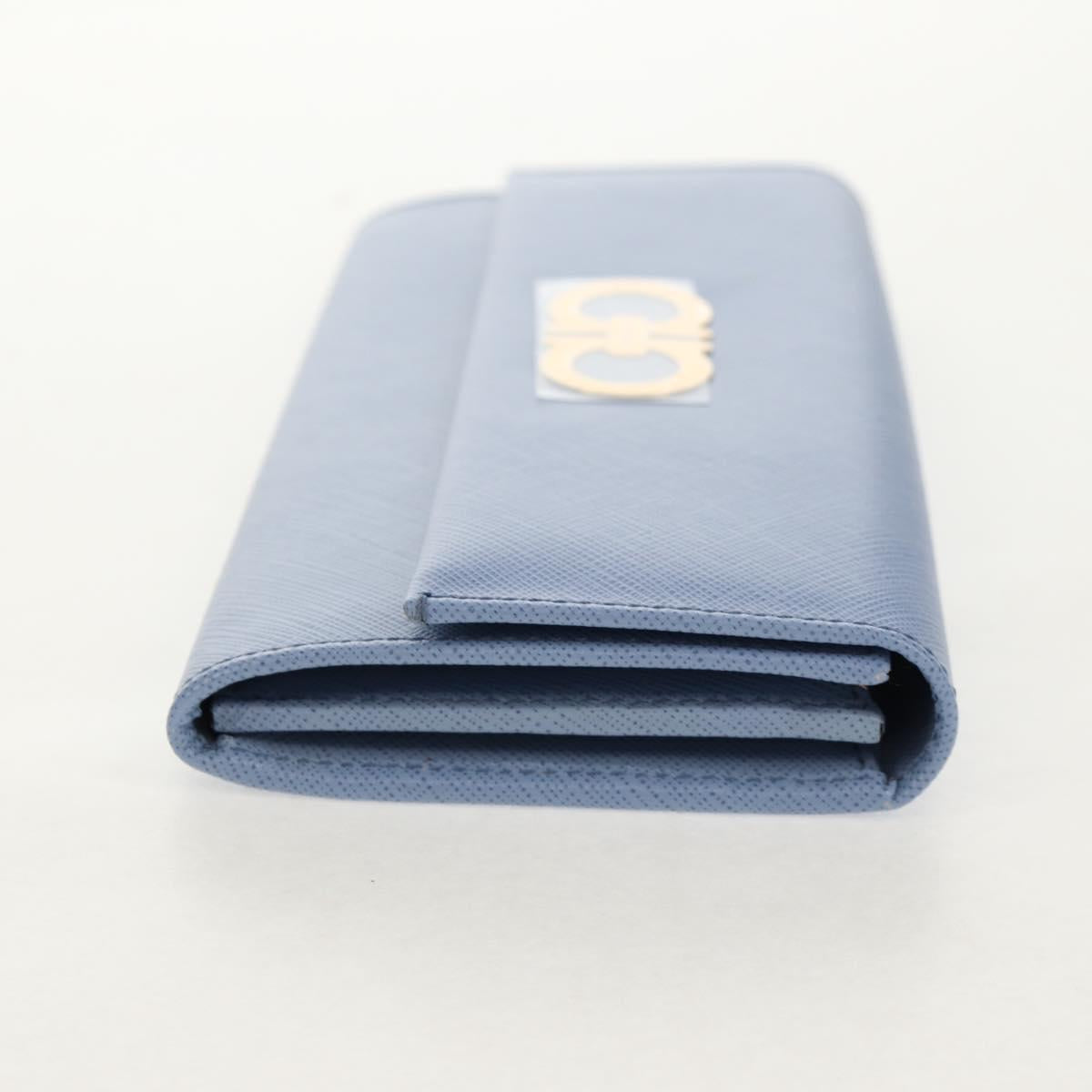 Salvatore Ferragamo Gancini Long Wallet Leather Lavende Silver Auth 158183V