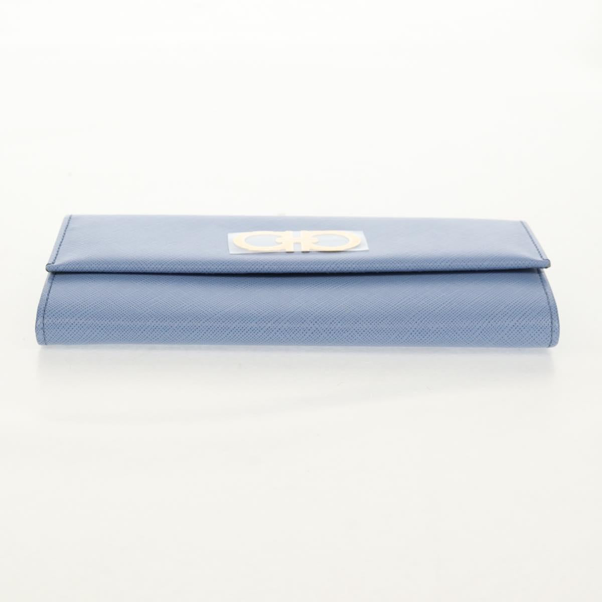 Salvatore Ferragamo Gancini Long Wallet Leather Lavende Silver Auth 158183V