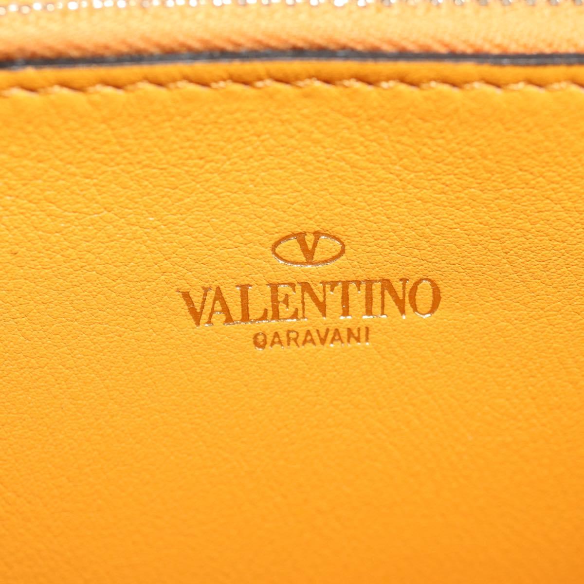VALENTINO Long Wallet Leather Orange Gold Auth 158184V