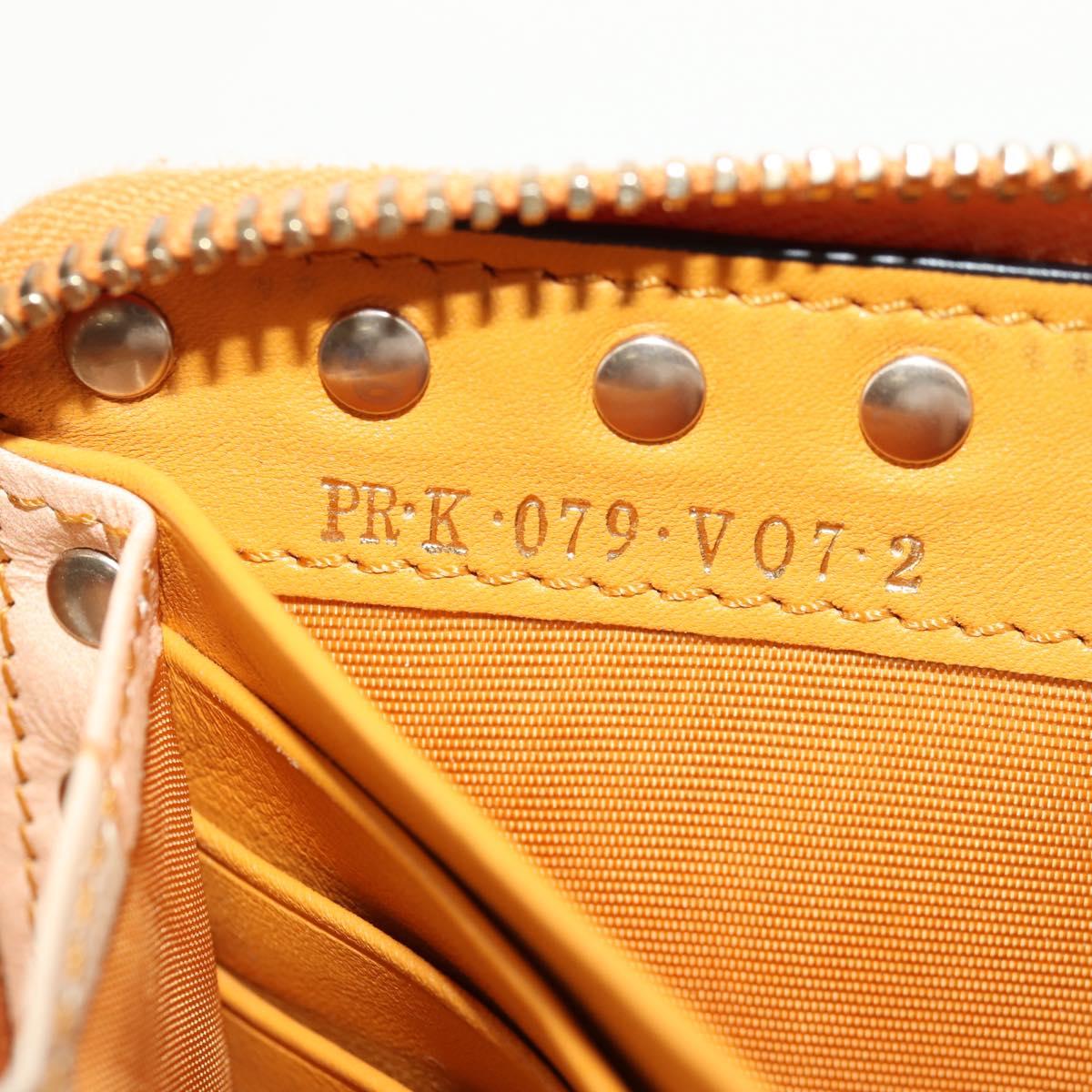 VALENTINO Long Wallet Leather Orange Gold Auth 158184V