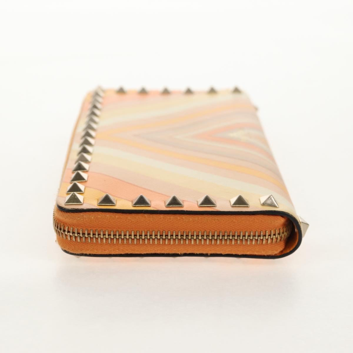 VALENTINO Long Wallet Leather Orange Gold Auth 158184V