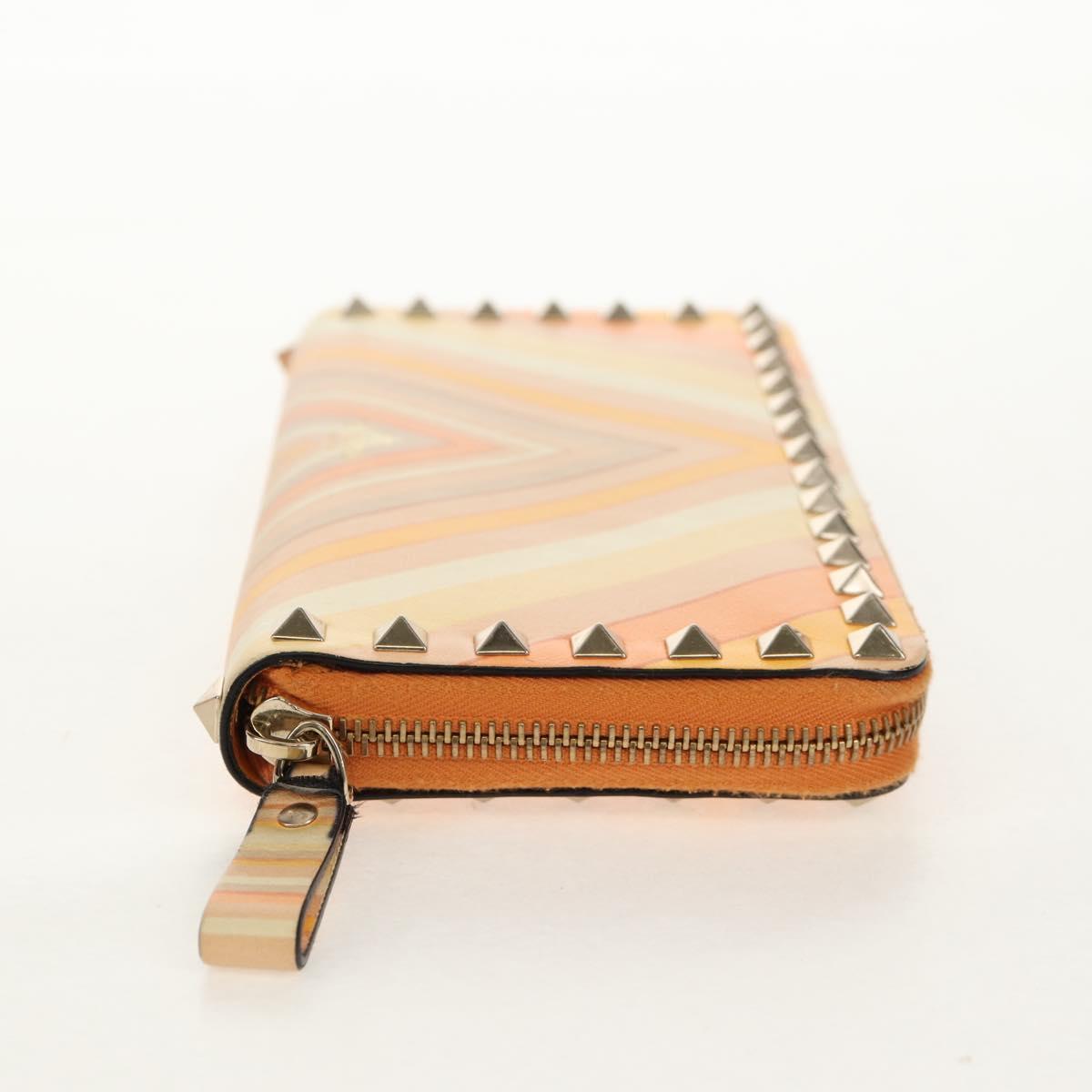 VALENTINO Long Wallet Leather Orange Gold Auth 158184V