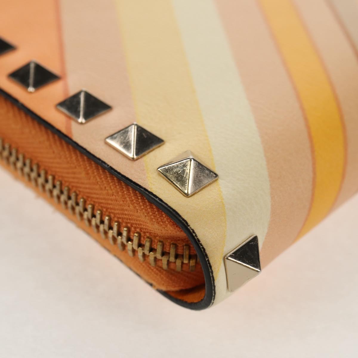 VALENTINO Long Wallet Leather Orange Gold Auth 158184V