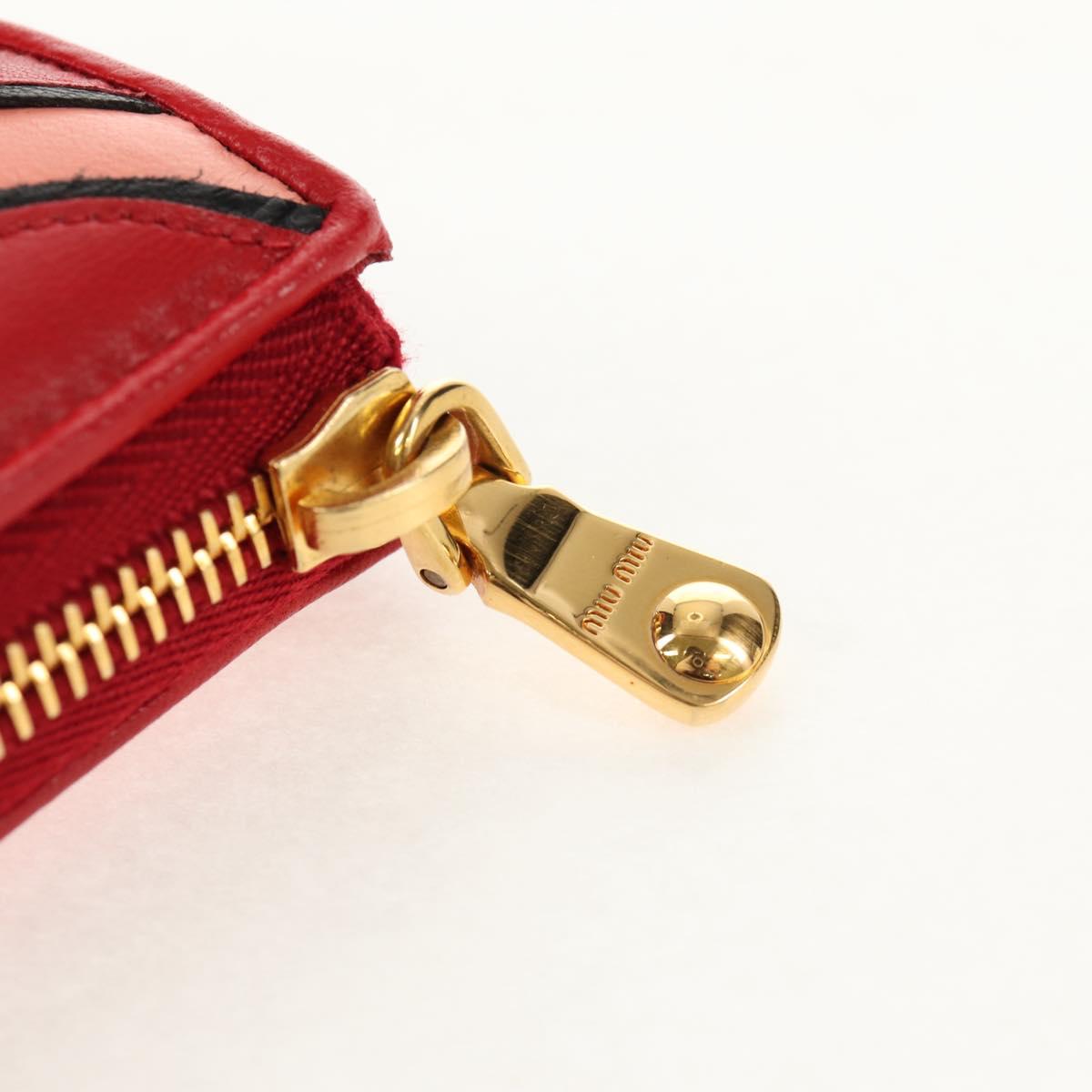 Miu Miu Wallet Leather Red Gold Auth 158185V