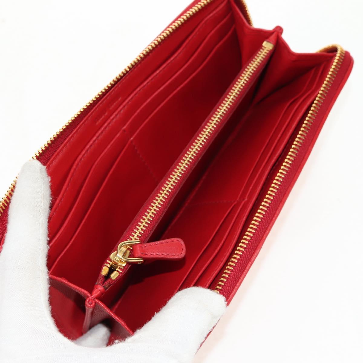 Miu Miu Wallet Leather Red Gold Auth 158185V