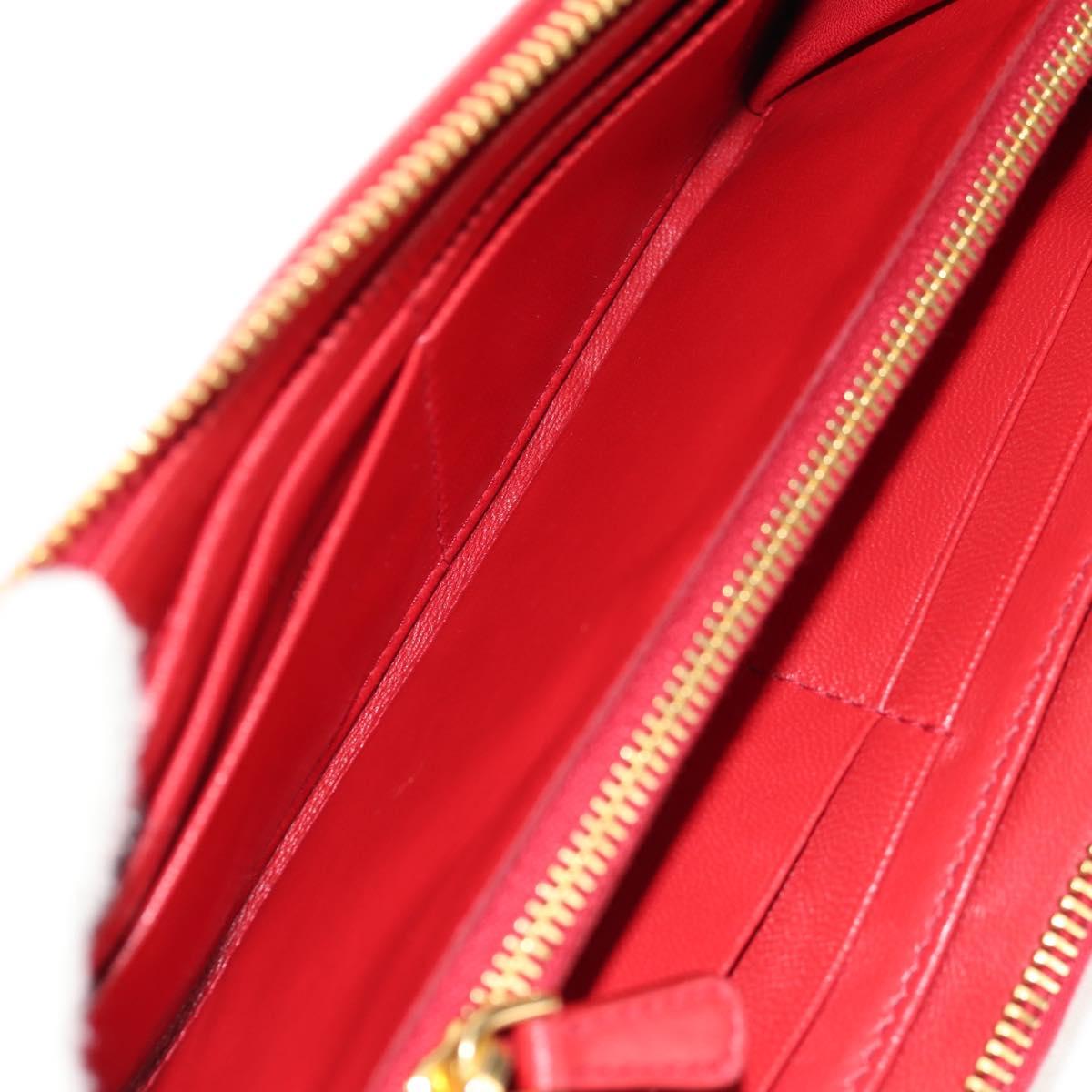Miu Miu Wallet Leather Red Gold Auth 158185V