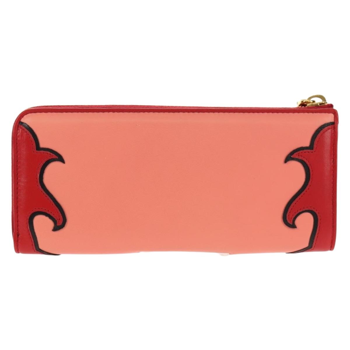 Miu Miu Wallet Leather Red Gold Auth 158185V
