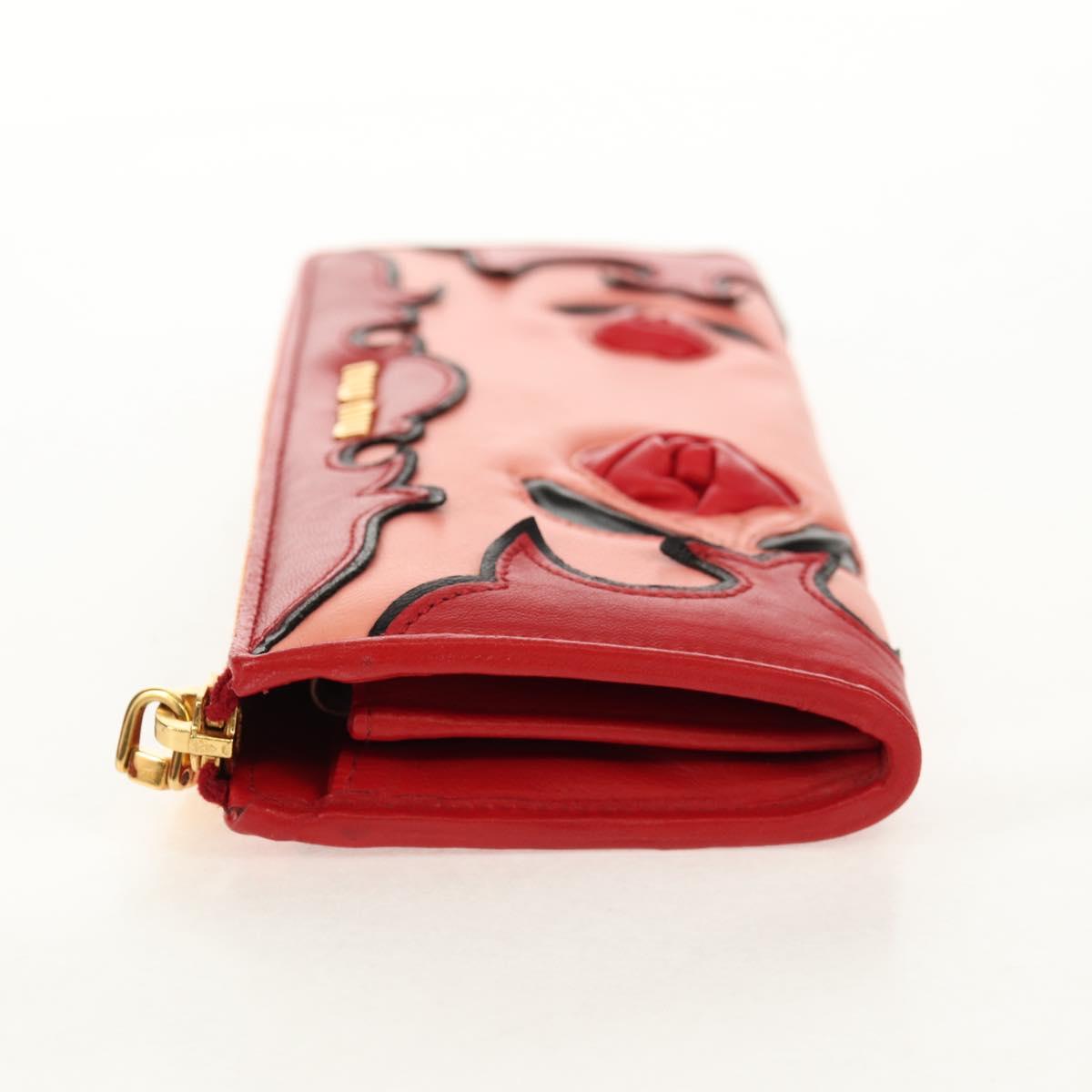 Miu Miu Wallet Leather Red Gold Auth 158185V