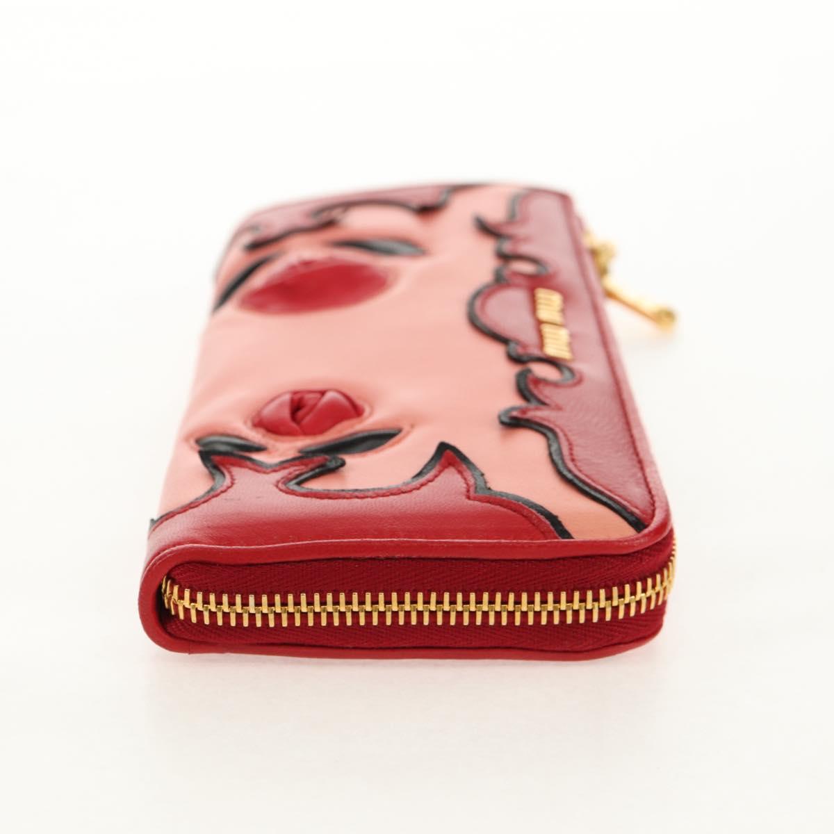 Miu Miu Wallet Leather Red Gold Auth 158185V