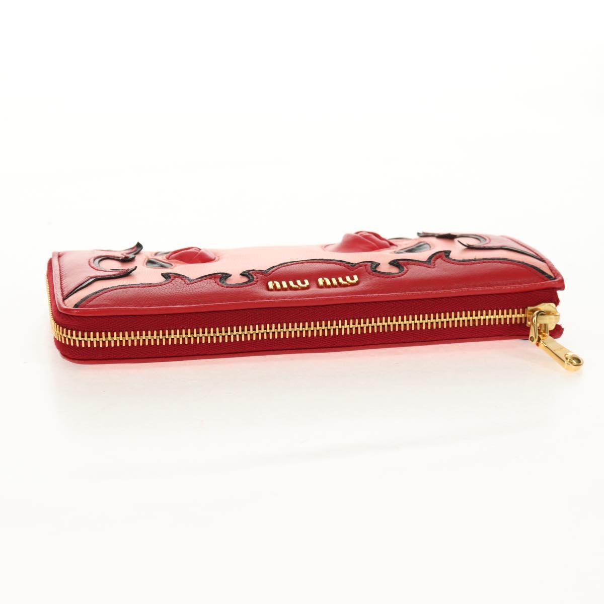 Miu Miu Wallet Leather Red Gold Auth 158185V