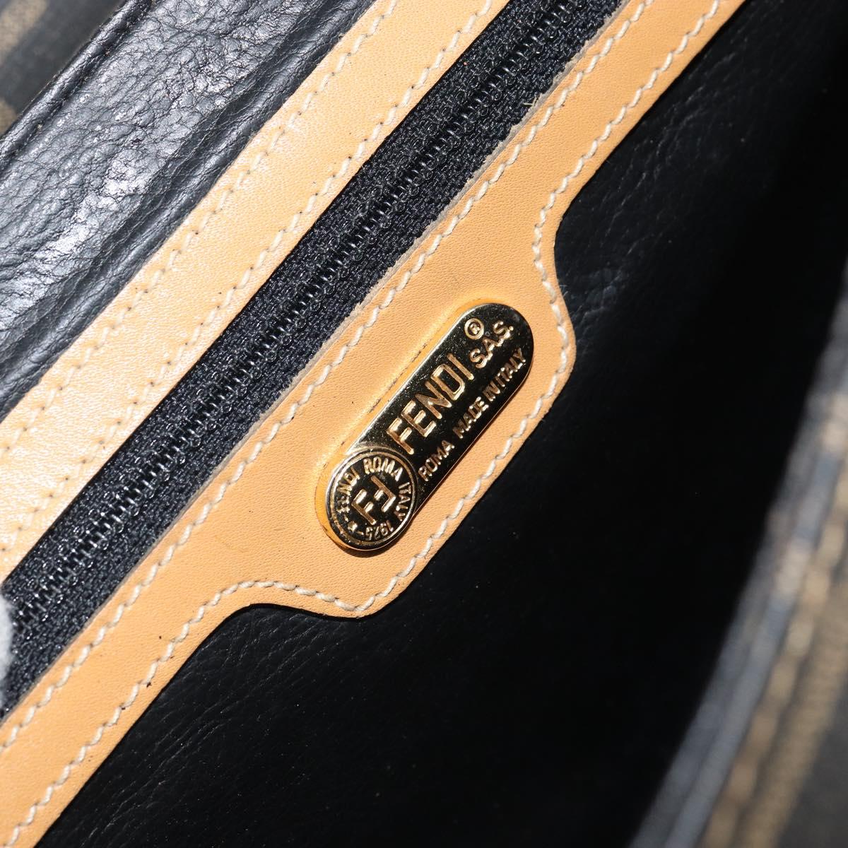 FENDI Zucca Canvas Hand Bag PVC Brown Black Auth 158200
