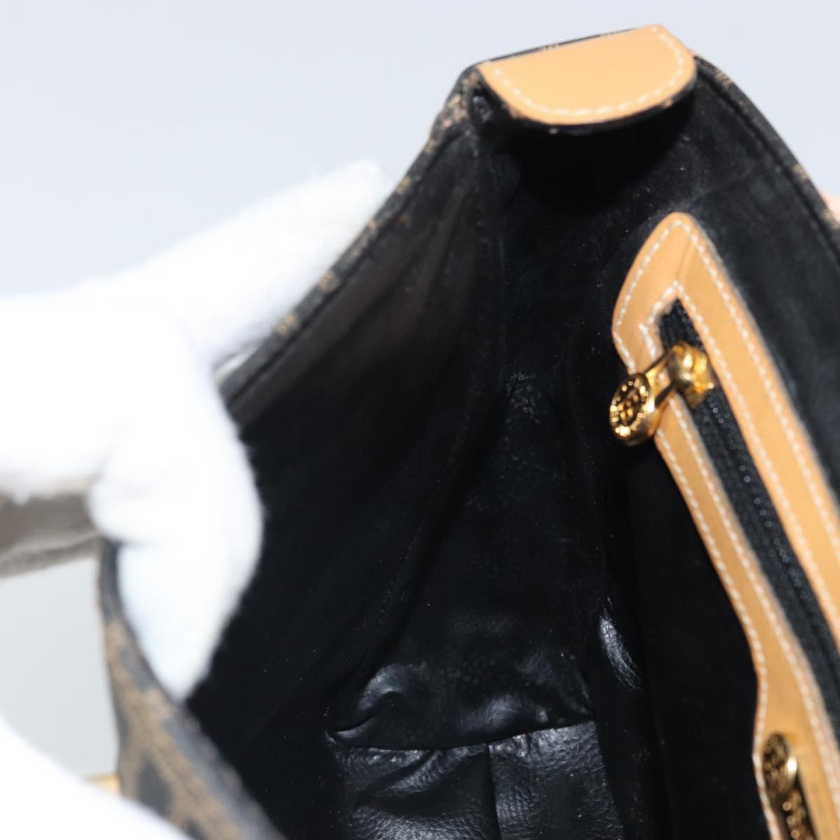 FENDI Zucca Canvas Hand Bag PVC Brown Black Auth 158200
