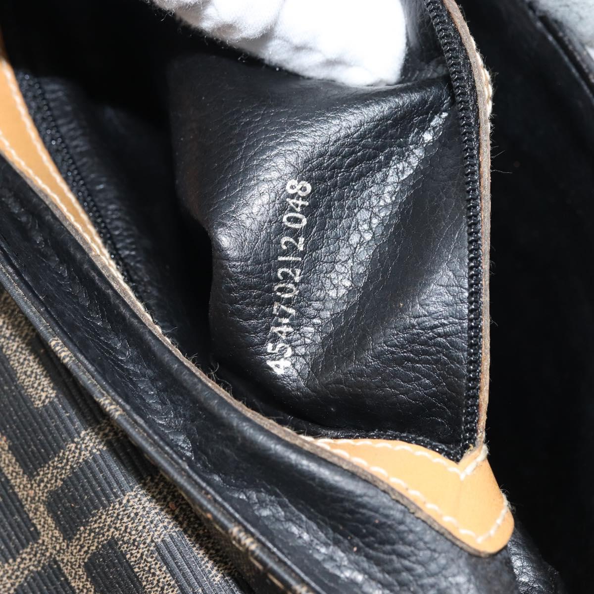 FENDI Zucca Canvas Hand Bag PVC Brown Black Auth 158200