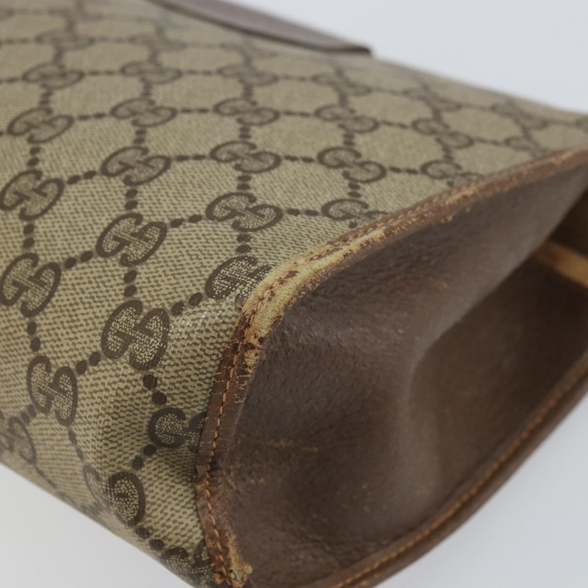 GUCCI GG Supreme Web Sherry Line Bag PVC Beige Gold 156 01 031 Auth 158203